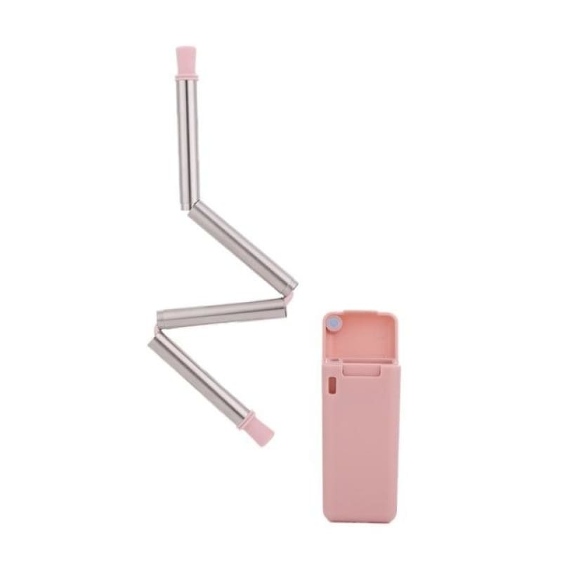 Foldable Stainless Steel Straw - Pink